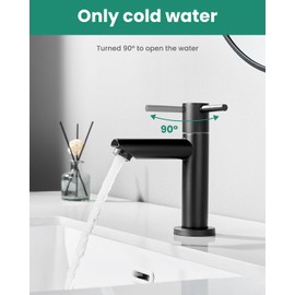 ANYCEE Cold Water Tap Black for Guest Toilet with Spout Height 9.34 cm, Cold Water Tap Bathroom Black, Sink Tap Only Cold Water with Replacement Bubbler & Connection Hose
