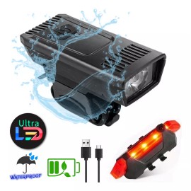 Bicycle Set Kit Lampara Led Frontal Y Trasera Seguridad Bicicleta Bici
