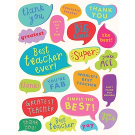 Regal Publishing Thank You Card, Thank You Teacher Speech Bubbles - 8 x 6 inches