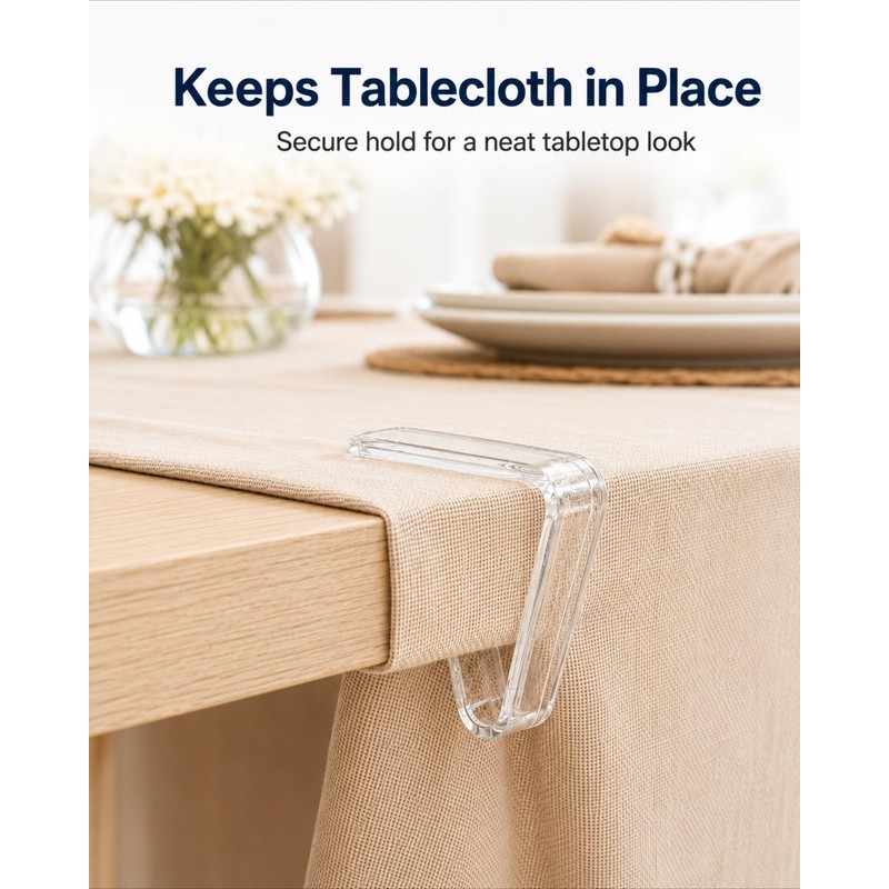 BHFOW 48 PCS Clear Tablecloth Clips for Tables, Acrylic Table