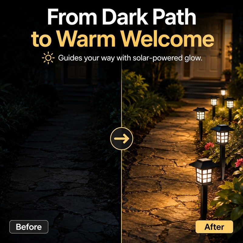 Solar Pathway Lights for Outdoor Walkways – 8-Pack Waterproof LED