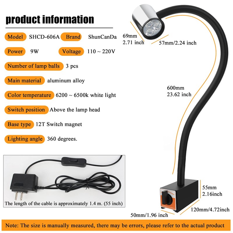 12T Magnetic Work Light, IP65 Water Proof Led Machine Light,