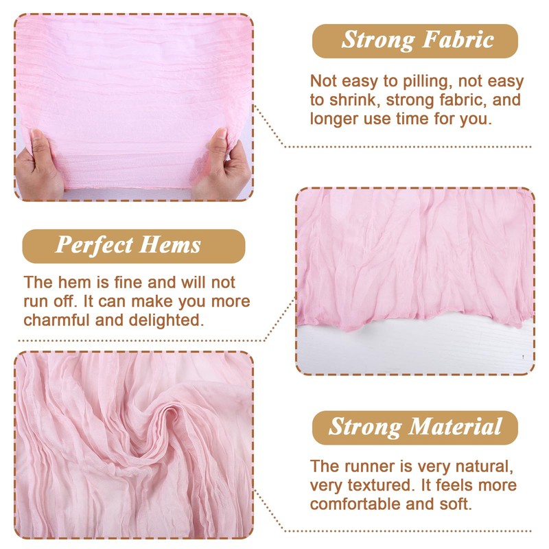 SAJOO Pink Cheesecloth Table Runner 1Pc 13ft Rustic Gauze Table