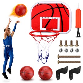 Tatxmalv Mini Indoor Basketball Hoop Set, Children's Outdoor Basketball Hoop with Ball Pump and 2 Basketballs, Easy to Install and Remove, Suitable for Most Door Frames or Walls