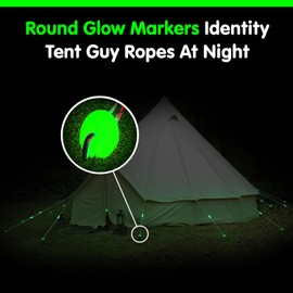 GLO-X Round Glow Markers -Pack of 4 - Powerful Glow in The Dark Camping Accessories for Tent Campers- Solar Powered Markers 12+ Hours Illumination