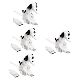 HOMSFOU 4pcs Creative Puppy Charging Cable Portable Dog Phone Watch Charger USB Charger Funny Charger Cable USB Organizer Charger Humidifier Charger Cable Protector White Metal