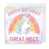 Second Ave Cute Pink Unicorn Great Niece Square Birthday Greeting