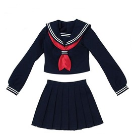 1/3 Scale AZO2 Long Sleeve Classical Sailor Uniform & Scarf Set, Navy x Red (For Doll)