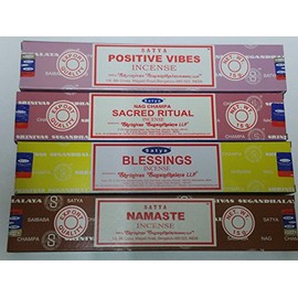 Satya Incense Sticks Set of 4 -- Positive Vibes, Sacred Ritual, Namaste, Blessings By Sterling Effectz