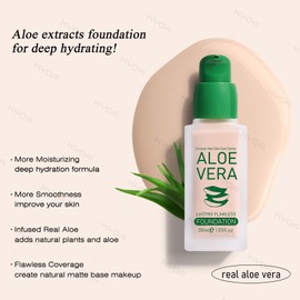 KYDA Aloe Vera Liquid Foundation, Infused with Aloe Extract, Lasting Flawless Hydrating Foundation Makeup, Medium to High Buildable Coverage, Lightweight, Skin Care Concealer, 1.05 fl oz, IVORY