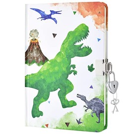 WERNNSAI Watercolor Dinosaur Journal for Boys - Luminous Notebook Gift for Kids School Travel Private Diary Hardcover A5 Lined Memos Writing Drawing Notepad with Lock and Keys (NL-UnicornÂ Notebook)