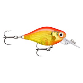 Rapala, X-Light Crank Mid Runner Fishing Lure Size: 3.5cm/4g Freshwater Bait Swimming Depth 6-7ft Material: Plastic Fluorescent Gold Red gFR