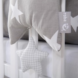 roba Spieluhr 'Little Stars', Einschlafhilfe, Textil-Stern waschbar, Babyzimmer Deko grau / weiß