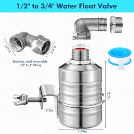 MorningRo 4 Pack Water Float Valve 1/2" to 3/4'' Auto Shut off Water Tank Float Valve 304 Stainless Steel Fully Automatic Level Control for Pool, Livestock Troughs (Classic Style)