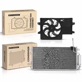 A-Premium A/C Condenser & Cooling Fan Assembly Compatible with Ford Focus 2008-2011 2.0L, Manual Transmission, Replace# YJ546, 8S4Z8C607A, 2PC-Set