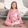Weixinbuy Girls Velvet Pajamas Set Long Sleeve Solid Lounge Set