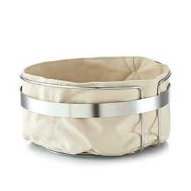 Zeller Bread Basket with Bag Ø22x10,8cm in Beige, Metal 22 x 10.8 x 47 cm
