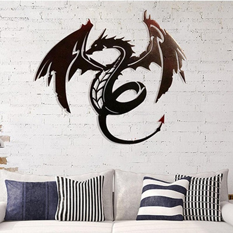 Dragon Sculpture Wall Art, Metal Dragon Decoration for Home, 28