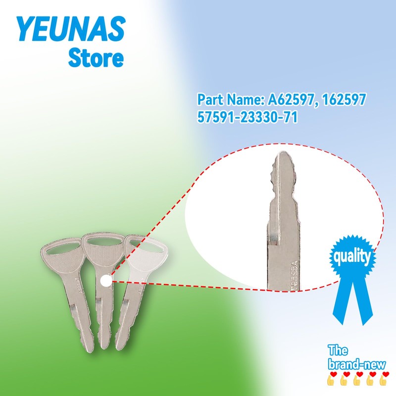 A62597 162597 lgnition Keys Replacement for Toyota Forklift Heavy Equipment