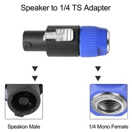 DKARDU Speaker to 1/4 Adapter NL4FC, 4 Pole for Speakon Connector Male to 1/4 inch TS Female Audio Plug for Neutrik for Speakon NA4LJ NA4LJX NL4MP NL4MPR NL4FC NL4FX NL2FC, 4 PCS