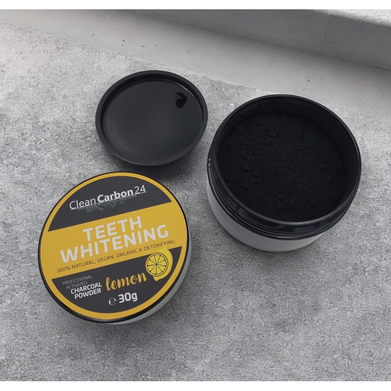 CleanCarbon24 Activated Carbon Teeth Whitening Powder Lemon, 100% Natural, Vegan,