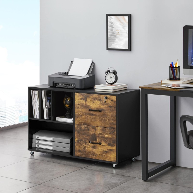 Yaheetech File Cabinets Large Rolling Filing Cabinet Printer Stand on