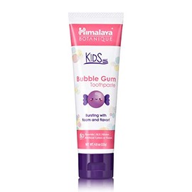Himalaya Pasta de dientes Botanique Kids con xilitol, sabor a chicle - Pasta de dientes suave sin flúor - Vegana, sin gluten, sin SLS, sin sabores artificiales ni colorantes