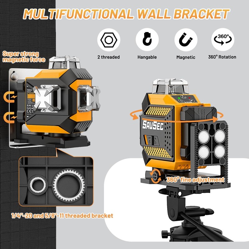 Laser Level 360 self leveling, SAVSEC 3 x 360° Brightness