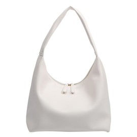 MaijjLyn Leather Hobo Bag Small Shoulder Purses for Women Slouchy Tote Handbag Vegan Leather Crescent Bag, A-white, One Size