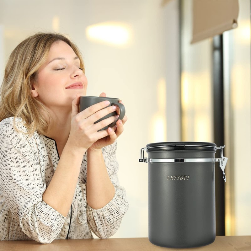 LRYYBTI 38oz Airtight Coffee Canister,Stainless Steel Coffee Bean Storage Container