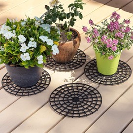 11 Inch Round Plant Riser Trivet Stand Pot Saucer Floor Protector Size Adjustable for Prevent Rot and Damage on Patio & Deck Carpet (6 Pcs)