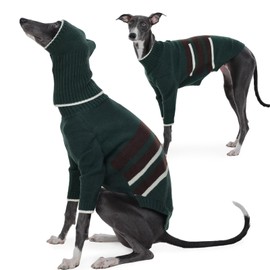IECOii Greyhound Jumper,Warm Dog Fleece Jumper for Lurcher,Italian Greyhound,Whippet,Breathble Dog Winter Jacket,Winter Dog Jacket Vest,Whippet Clothes for Dogs,Whippet Onesie Long Sleeves,Green,L