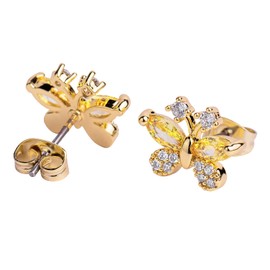 LuckyLy Aretes Mujer con Baño de Oro 14k de Mariposa con Cristal y Zirconia Cúbica – Joyería y Accesorios Ideales como Regalos para Mujer Originales y Regalos para Mamá, Modelo Gina