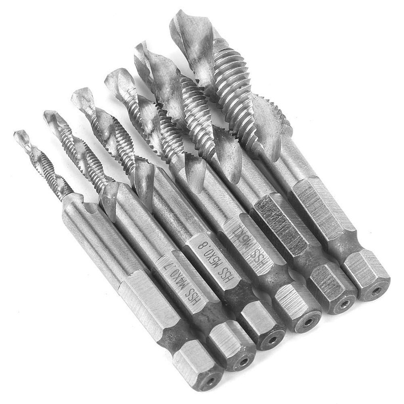 Drill Bit Set 6 Pieces High Speed Steel Hex Drill