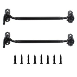 2 Pack Hook and Eye Latch,ULIFESTAR Barn Door Latch,Heavy Duty Stainless Steel Gate Latch Lock for Sliding Barn Door Window Shutters Garage Fence Closet Shed Door with Screws (8'', Black)