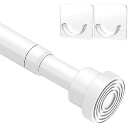 Spring Curtain Rod 33 to 56 Inch Adjustable White Curtain Rod No Drilling Non-Slip Expandable Tension Rod for Window, Doorway, Closet, Door, Wardrobe