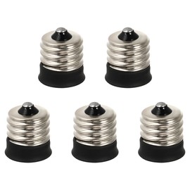 Homoyoyo 5-Pack E17 to E14/E12 Adapter Kit | Premium Durable Light Bulb Base Converter for Chandeliers, Lamps & Fixtures | Anti-Aging E17/E14 Socket Adapter with Universal Compatibility (Black)