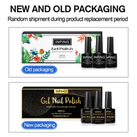 INPING Gel Nail Polishes, 10 Colors Nude Bare Series Natural Apricot Light Beige Brown Glitter Pink Soak Off UV/LED Nail Varnish for Women Home Wedding DIY Nail Art Salon Manicure Set