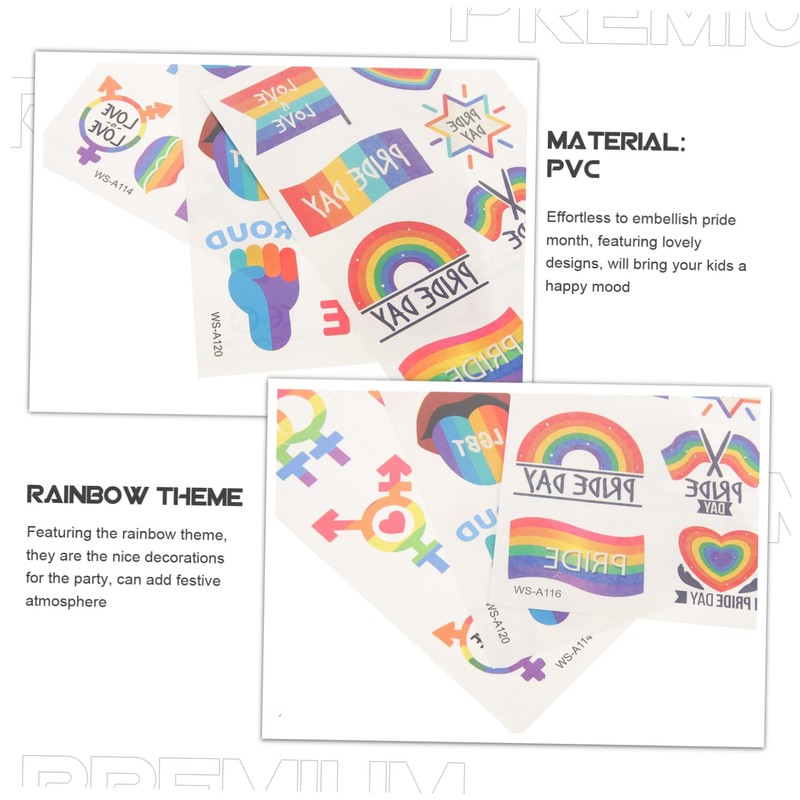 Baluue 3sets Temporary Rainbow Pride for Boys and Girls Girls