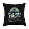 Color Blind Problems Blindness Test Eye Glasses Rainbow Throw Pillow