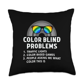 Color Blind Problems Blindness Test Eye Glasses Rainbow Throw Pillow
