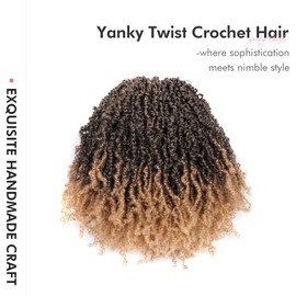 Toyotress Yanky Twist Crochet Hair - 8 Inch 8 Packs (30 Strands/Pcs) Fluffy Spring Mini Twist Short Bob Passion Twist, Ombre Blonde Pre-Looped Crochet Braids Braiding Hair (8 Inch, T27-8P)