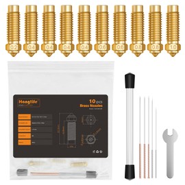 HANGLIFE Nozzles Kit for Elegoo Neptune 4 Plus/Max 3D Printer - 10pcs Brass Nozzles in 5 Sizes (0.2/0.4/0.6/0.8/1.0mm) Includes Cleaning Needles and Wrench - 3D Printer Accessories