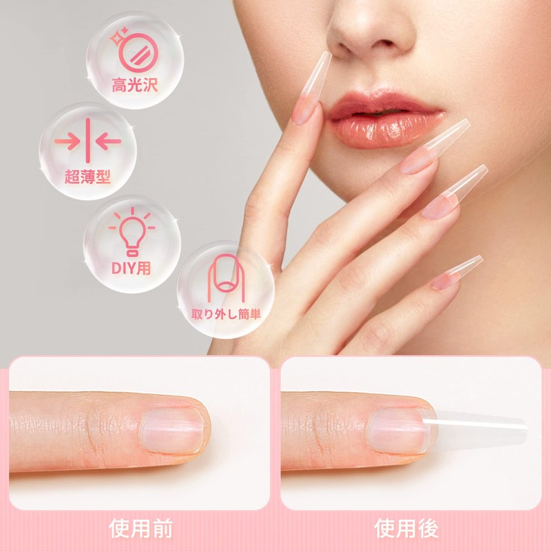 Annhua Nail Tips, Square, Long, Set of 500, Perfect for