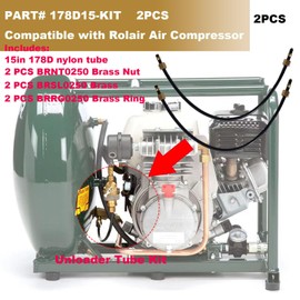 2PCS 178D15-KIT Air Compressor Unloader Tube Kit Fit for Rolair Air Compressor