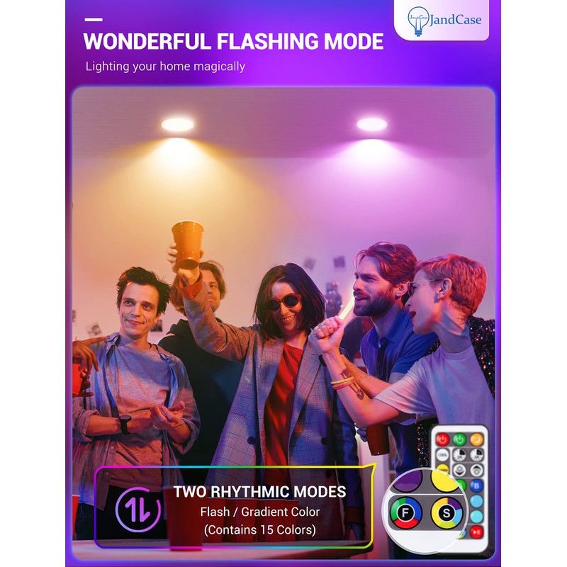 JandCase BR30 Color Changing Light Bulb, RGB+Warm+Cool White LED Flood