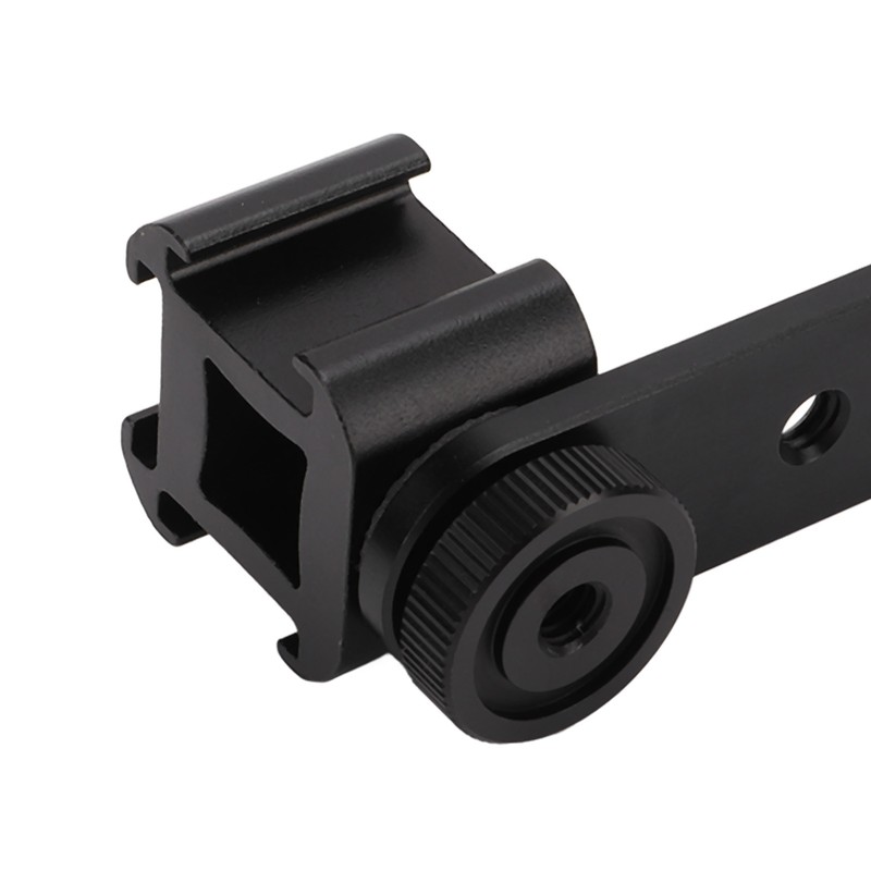 Triple Cold Shoe Extension Bracket Aluminium Alloy Microphone Stand Mount