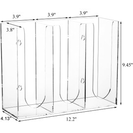Suwimut Acrylic Coffee Cup and Lid Storage Organizer Holder, 3 Compartments Disposable Paper Cup Dispenser Clear Plastic Cup and Lid Holder for Kitchen Coffee Bar Shop Party Supplies