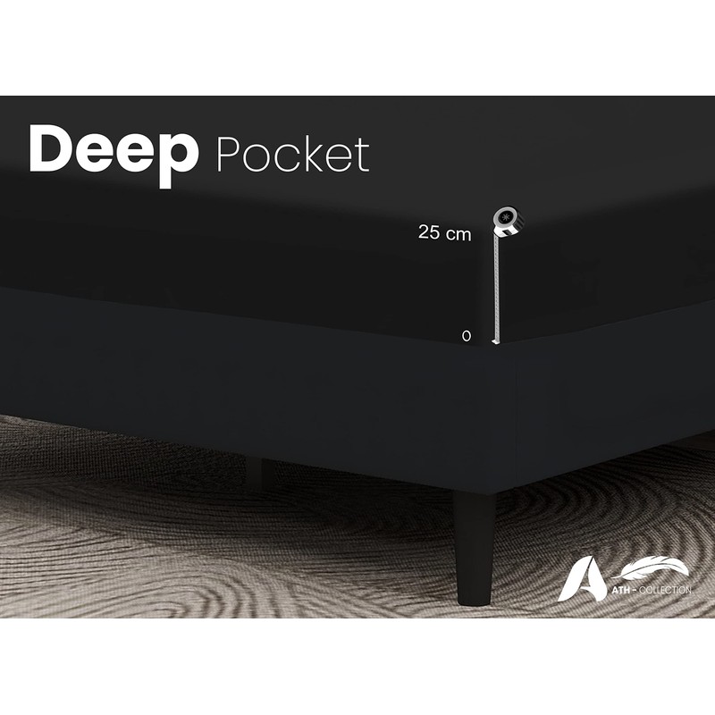 A ATH COLLECTION Egyptian Cotton Fitted Sheet 25 CM Extra