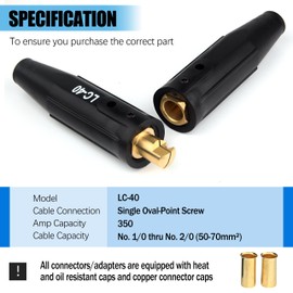 Welding Lead Connectors, 3 Pack LC-40 Welding Cable Connector, Positive Cam Twist-Lock Insulated Connector Pair(Male/Female), Welder Lead Connectors, Welder Cable Connectors, Welding Lead Ends